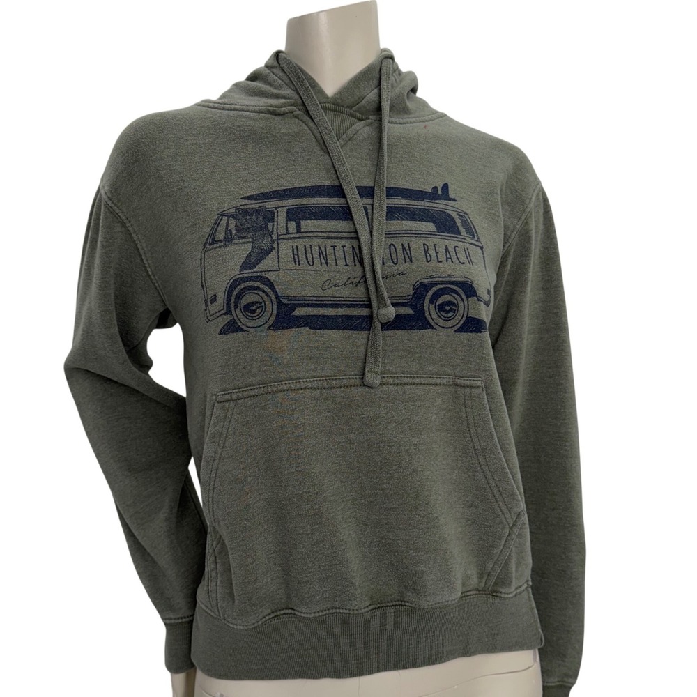 Ocean Beach Company Huntington Beach California Surf Van Hoodie Olive‎ Green S